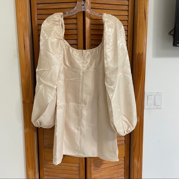 NEW Lulu's Satin Puff Sleeve Tie-Front Mini Dress - Picture 8 of 9